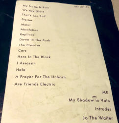 Gary Numan Sheffield Setlist 2019